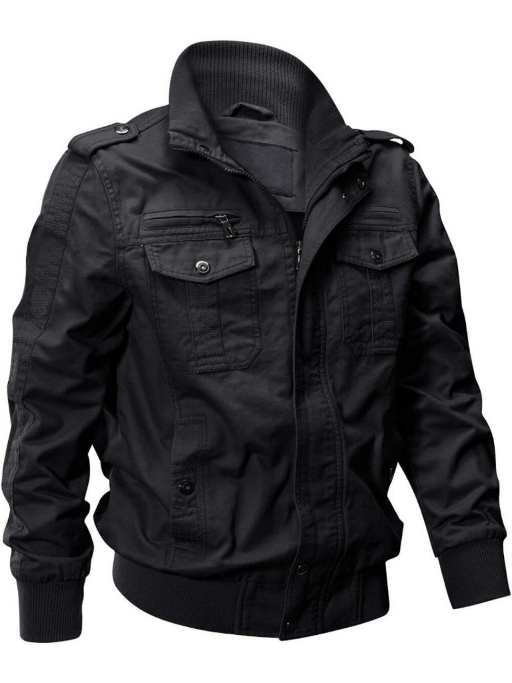 Men's Military Flight Jacket - Cotton Multi-Pocket Workwear, Casual Outerwear